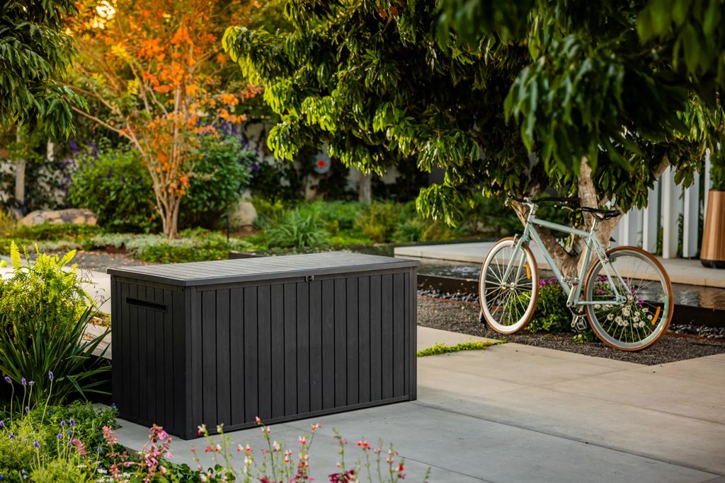 Lineus 643L Outdoor Storage Box - Premium Weather-Resistant Deck Box in Grey Graphite - Multi-Purpose Garden Storage Solution