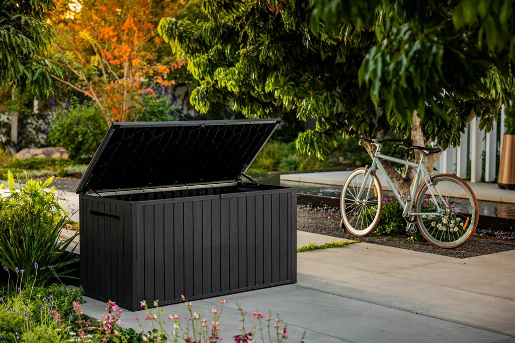 Lineus 643L Outdoor Storage Box - Premium Weather-Resistant Deck Box in Grey Graphite - Multi-Purpose Garden Storage Solution